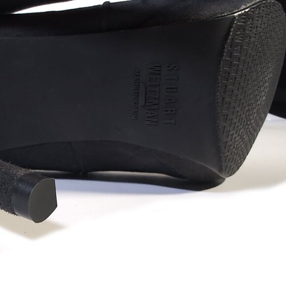 STUART WEITZMAN Womens Gray Stretch Suede Heeled Boots 8 M Knee High - Picture 6 of 9